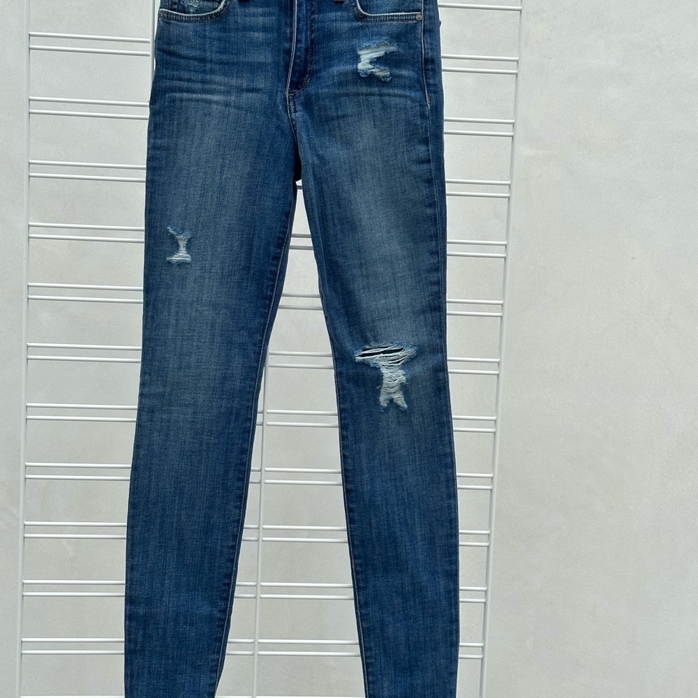 Joe’s Jeans high rise skinny size 25 medium dark blue distressed jeans